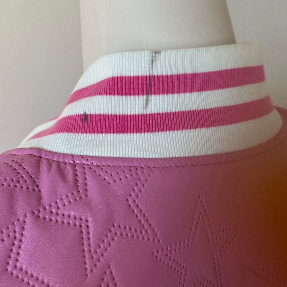 PU leather Stars Pink Bomber Jacket - Picture 7 of 12